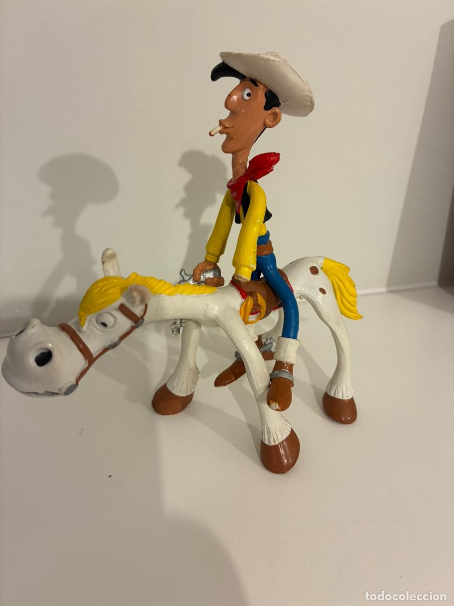 Figuras de goma y PVC: Figuras PVC el&aacute;sticas Lucky Luke y Jolly Jumper, Comic Spain, 1985