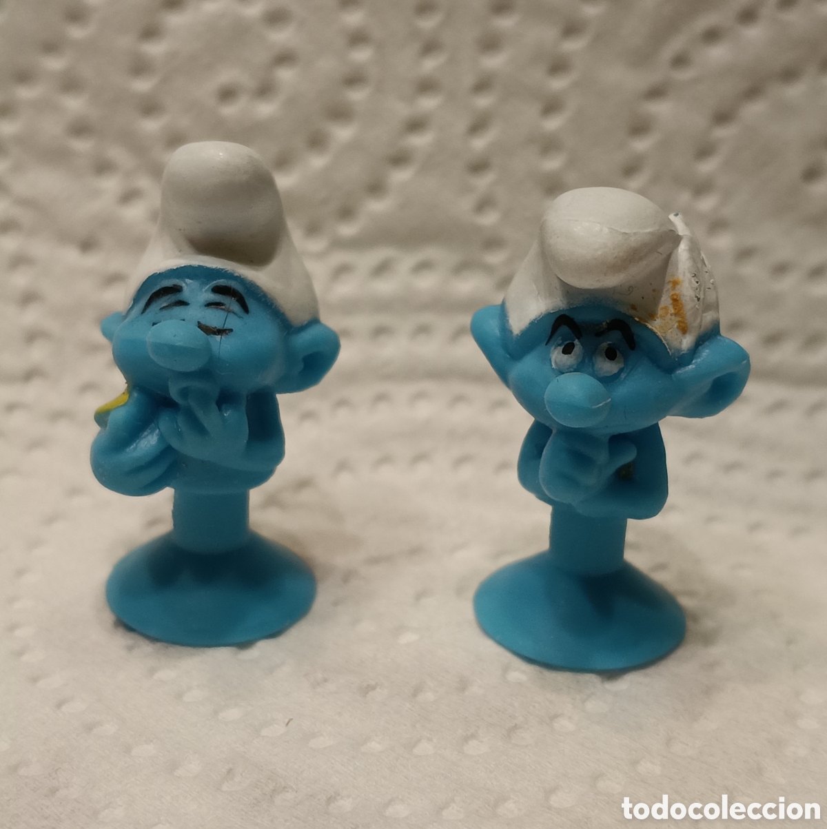 Figuras de goma y PVC: 2 PITUFOS &copy;PEYO con VENTOSA (3cm) - Foto 2