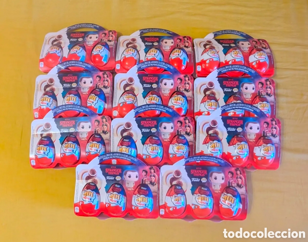 Figuras de goma Kinder: Lote Packs huevos Kinder Joy Stranger Things Funko Pop sin abrir. Netflix. &iquest;Will?