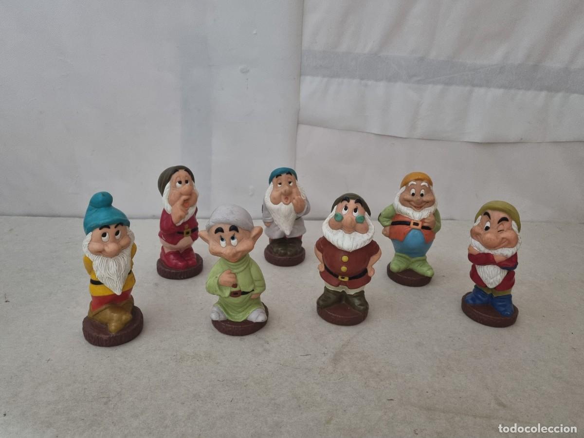 Figuras de goma y PVC: Lote de 7 enanitos de Blancanieves en goma