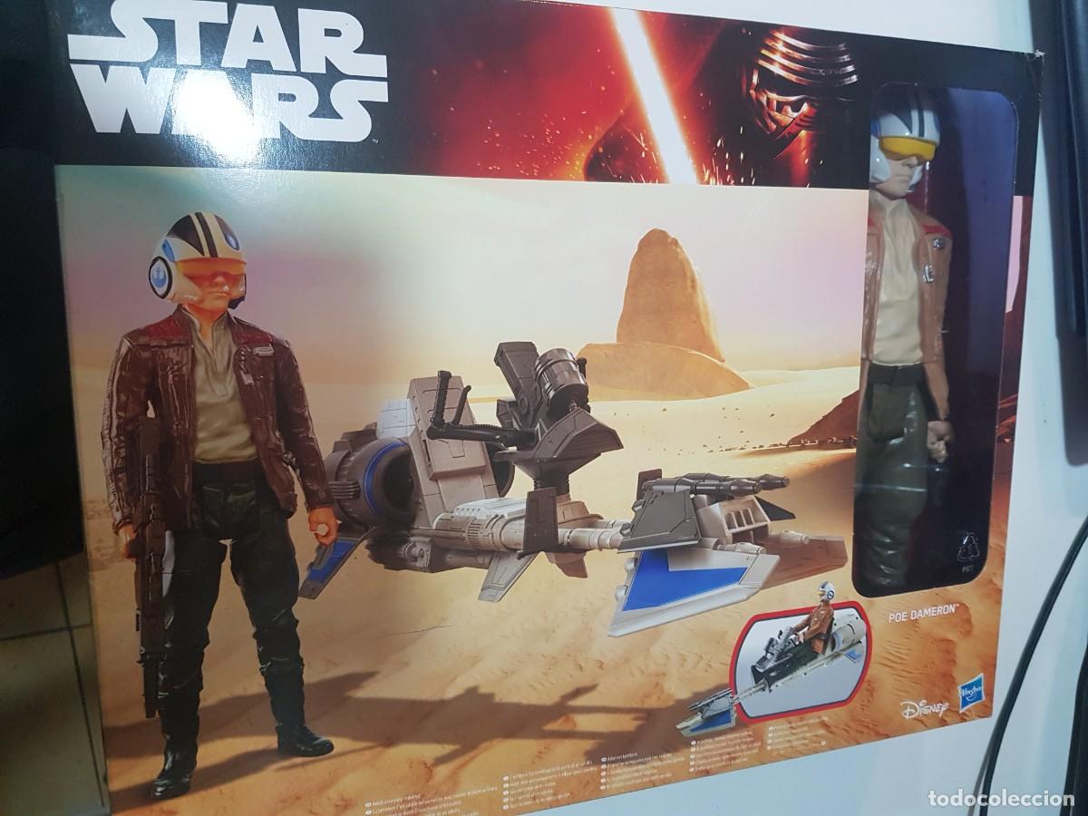 Figuras de goma y PVC: Disney Star wars figura de accion Poe dameron Speeder Bike Hasbro Nuevo a estrenar