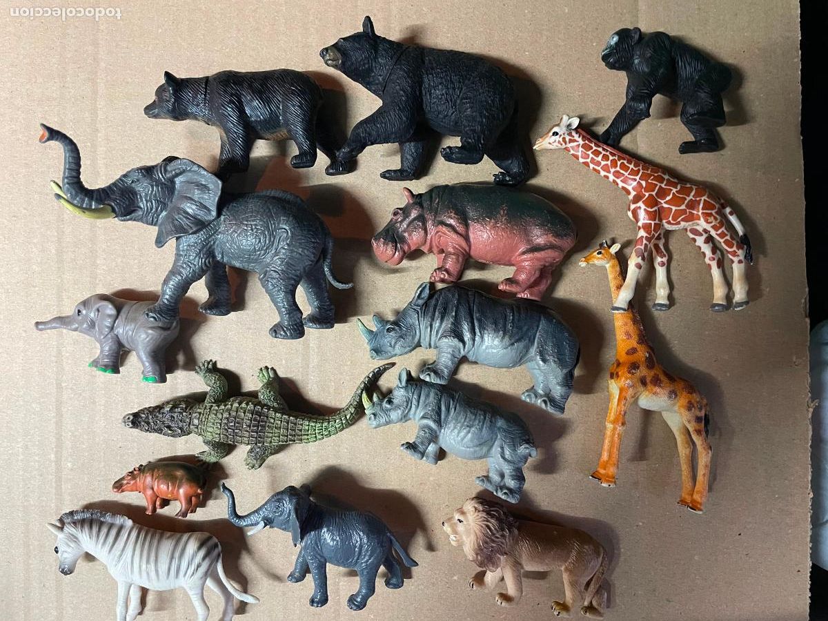 Figuras de goma y PVC: animales salvajes de plastico macizo, 15 unidades