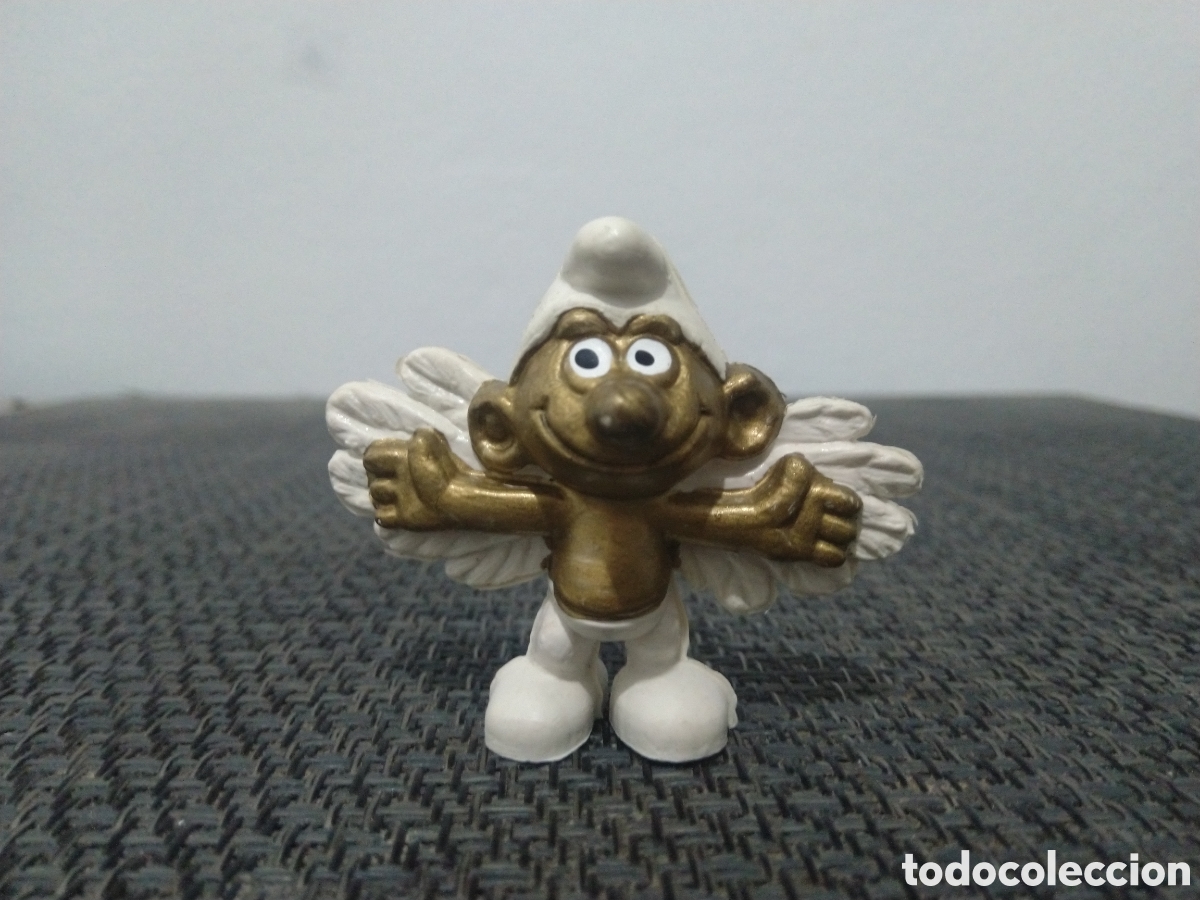 Figuras de goma y PVC: FIGURA PVC PITUFO PITUFINA DORADO BULLY PEYO SMURFS PITUFOS SMURF SCHLUMPF ANGEL ALAS BLANCAS