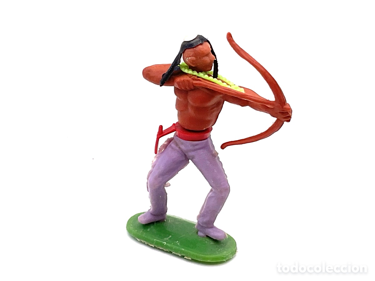 Figuras de goma y PVC: ANTIGUA FIGURA DEL OESTE EN PL&Aacute;STICO. GUERRERO INDIO A PIE.