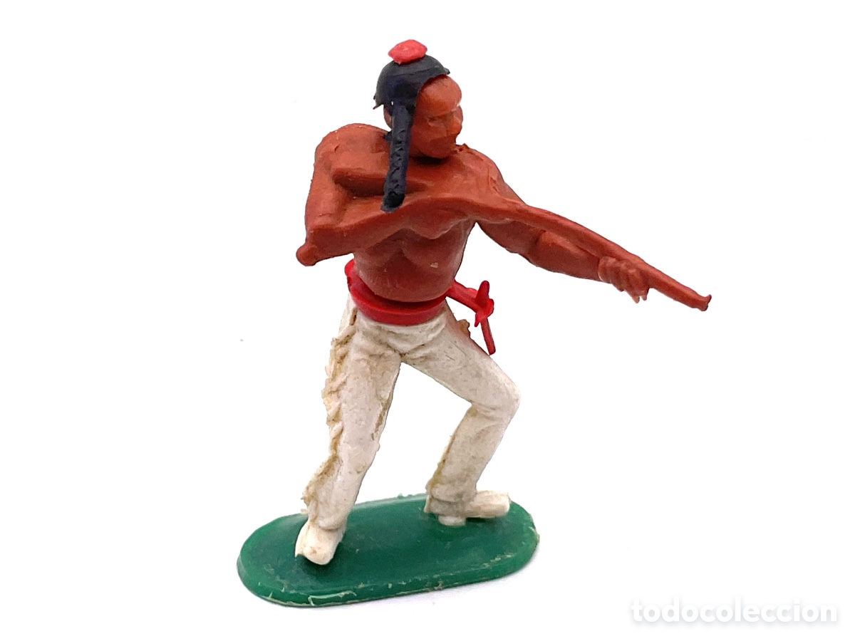 Figuras de goma y PVC: ANTIGUA FIGURA DEL OESTE EN PL&Aacute;STICO. GUERRERO INDIO A PIE.