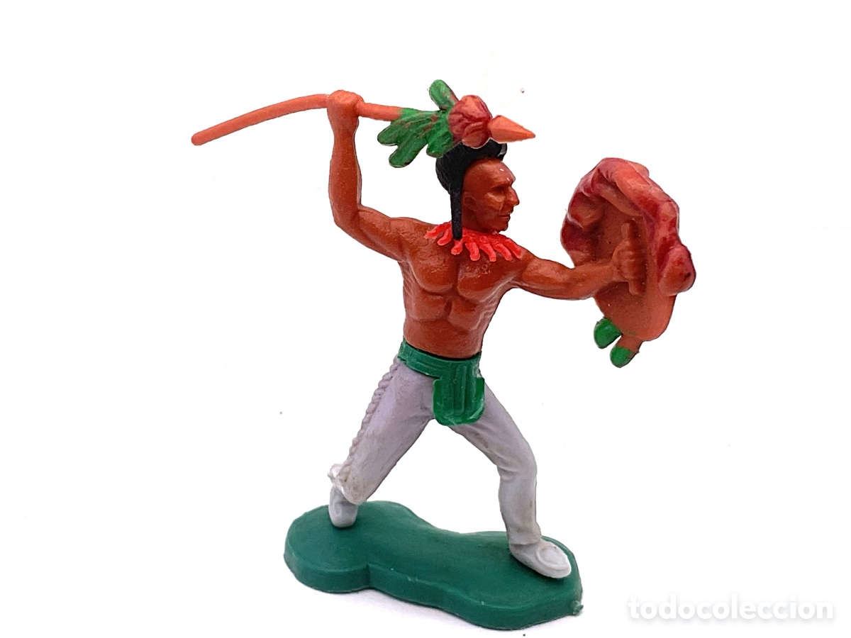 Figuras de goma y PVC: ANTIGUA FIGURA DEL OESTE EN PL&Aacute;STICO. GUERRERO INDIO A PIE.