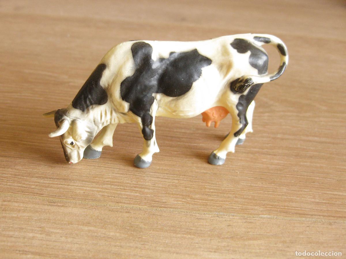 Figuras de goma y PVC: ANTIGUA FIGURA ELASTOL&Iacute;N DE UNA BACA FRISONA - Foto 2