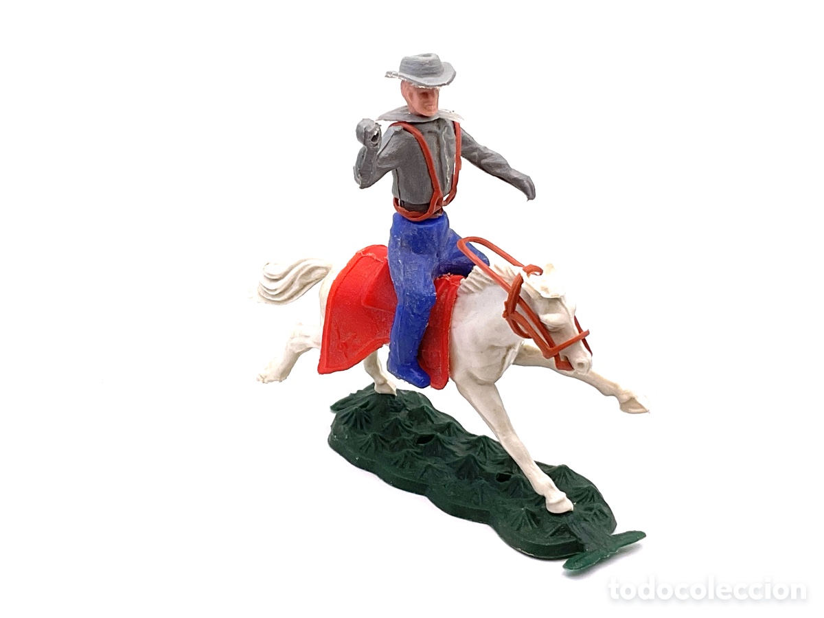 Figuras de goma y PVC: ANTIGUA FIGURA DEL OESTE EN PL&Aacute;STICO. SOLDADO CONFEDERADO A CABALLO.