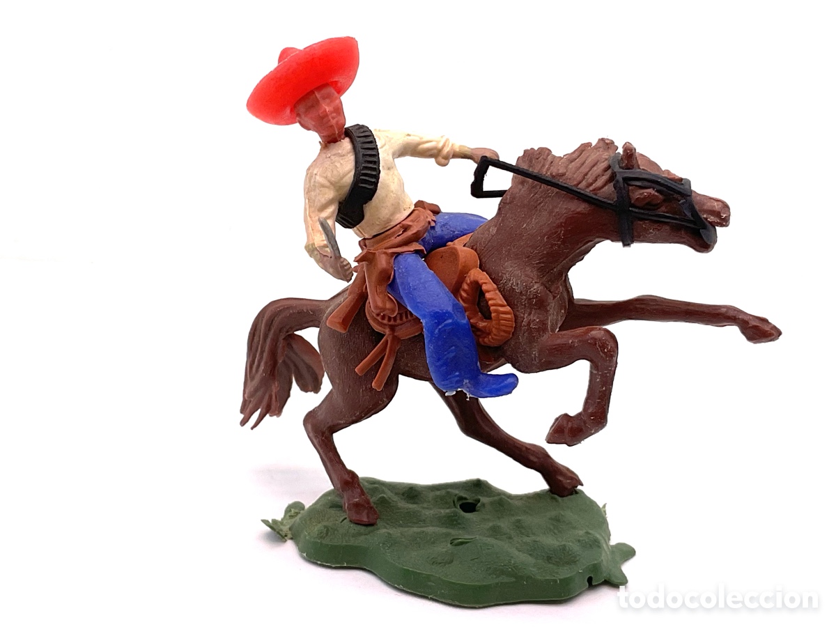 Figuras de goma y PVC: ANTIGUA FIGURA DEL OESTE EN PL&Aacute;STICO. BANDIDO MEXICANO A CABALLO.