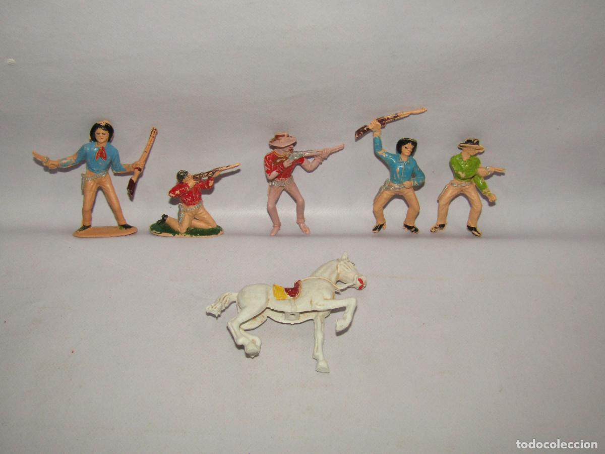 Figuras de goma y PVC: Antiguo Lote de Vaqueros Cowboys en Pl&aacute;stico de JECSAN