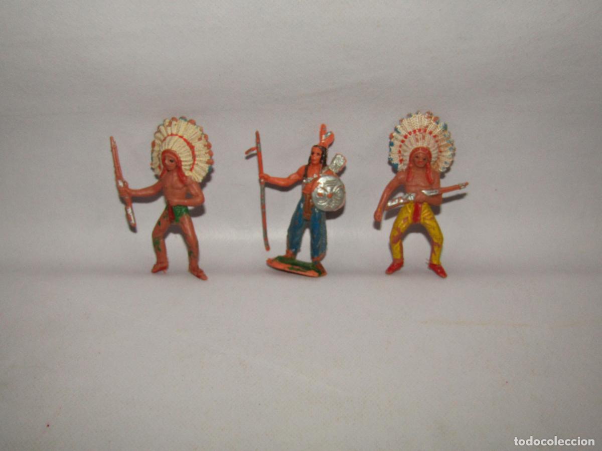 Figuras de goma y PVC: Antiguo Lote de Indios Pieles Rojas en Pl&aacute;stico de JECSAN