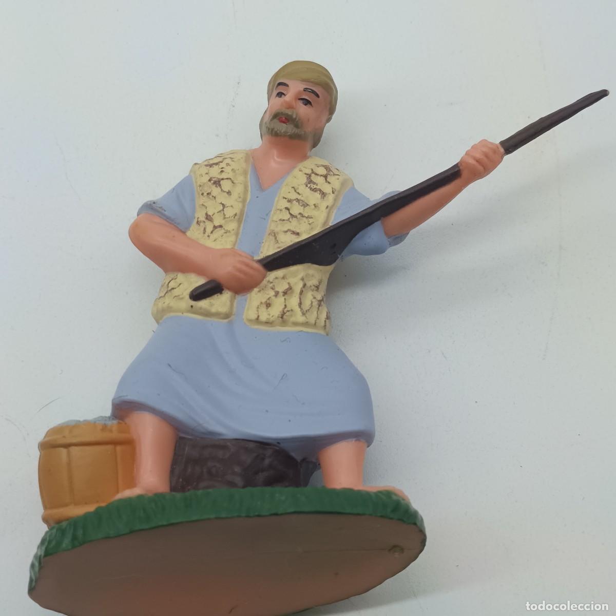 Figuras de goma y PVC: Figura bel&eacute;n pescador sentado con ca&ntilde;a &ndash; PVC pintado &ndash; nacimiento espa&ntilde;ol