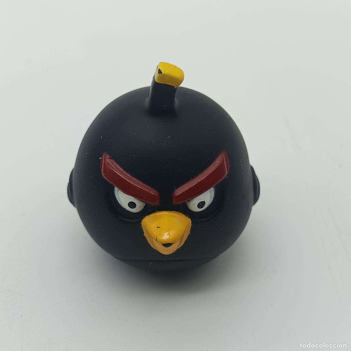 Figuras de goma y PVC: Figura Angry Birds p&aacute;jaro negro, goma/rubber, peque&ntilde;a