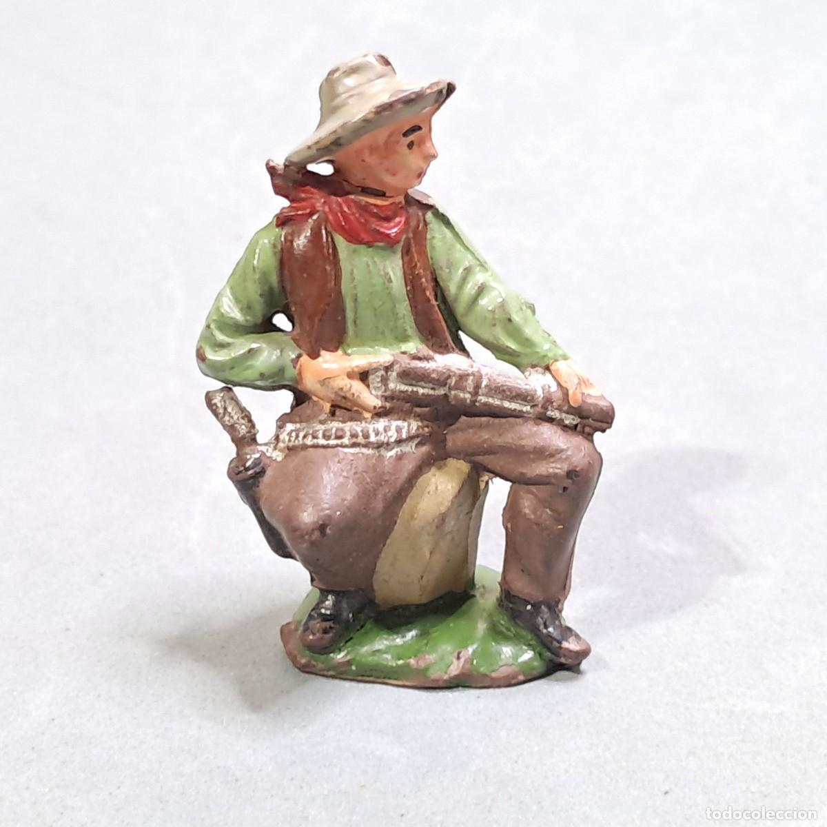 Figuras de goma y PVC: Antigua figura de goma de vaquero - cowboy sentado, fabricada por REAMSA, a&ntilde;os 50 - 60
