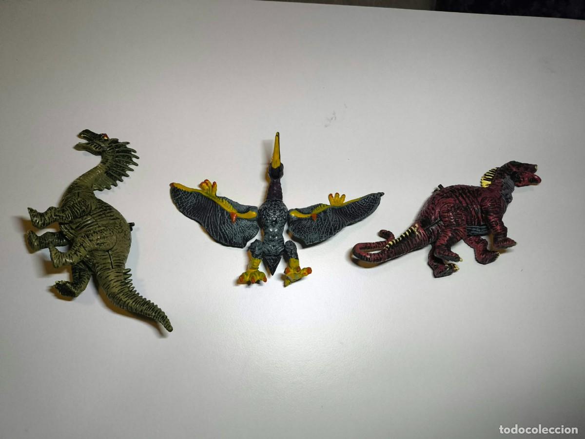 Figuras de goma y PVC: Lote de 3 figuras articuladas de la m&iacute;tica colecci&oacute;n Plasma Dinosaurs de Mega Bloks (A&ntilde;os 2000)