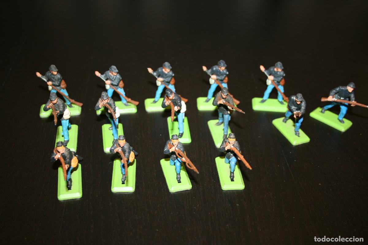 Figuras de goma y PVC: 16 figuras soldados a pie Britains deetail Ejercito nordista la uni&oacute;n guerra secesi&oacute;n americana