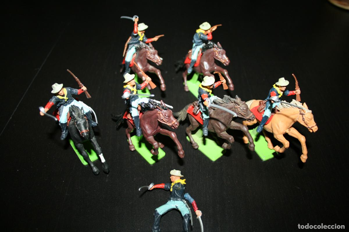 Figuras de goma y PVC: 6 Soldados a caballo s&eacute;ptimo caballer&iacute;a Britains Deetail