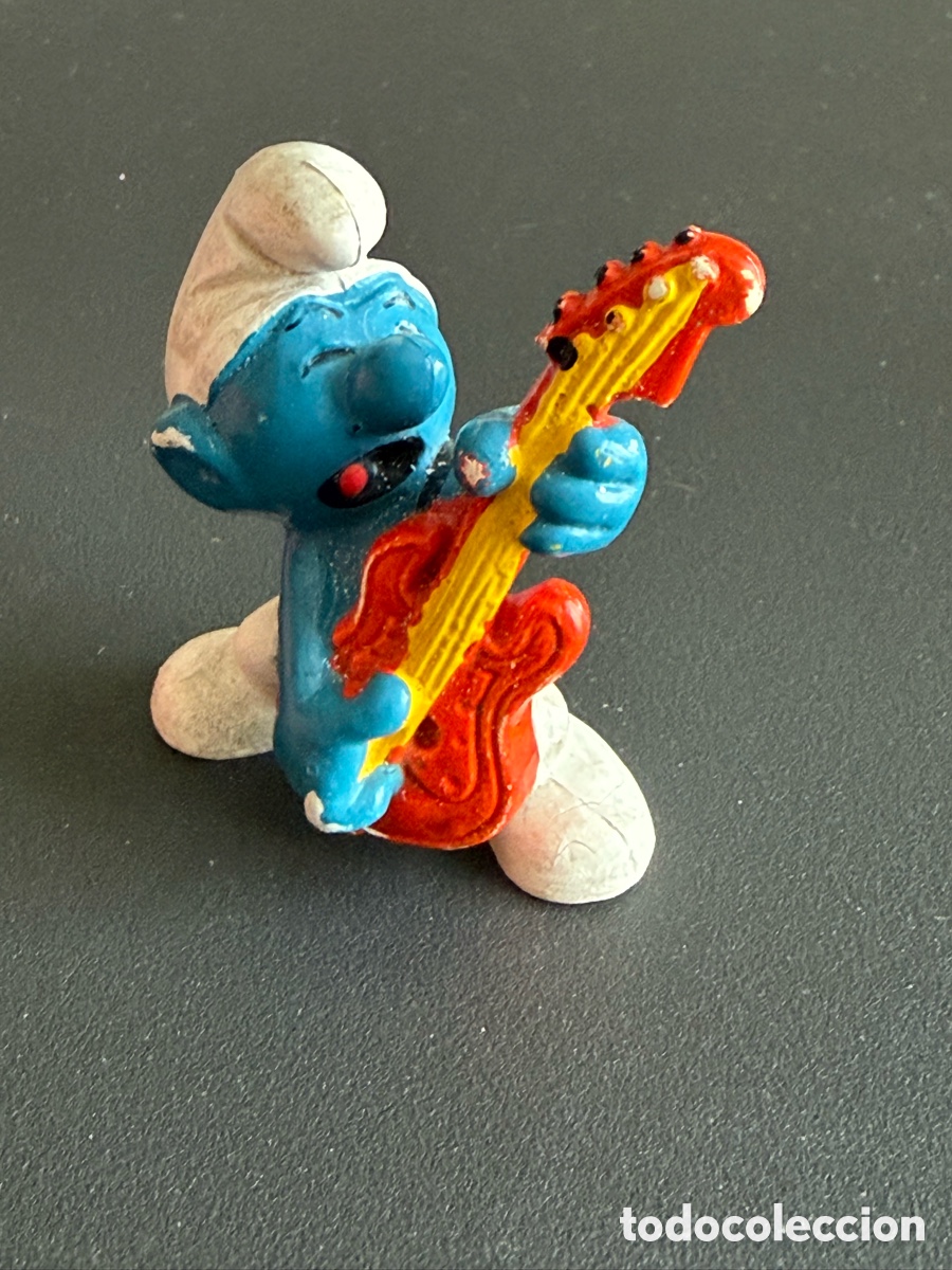 Figuras de goma y PVC: PVC. PITUFO GUITARRISTA. PEYO. SCHLEICH. W GERMANY
