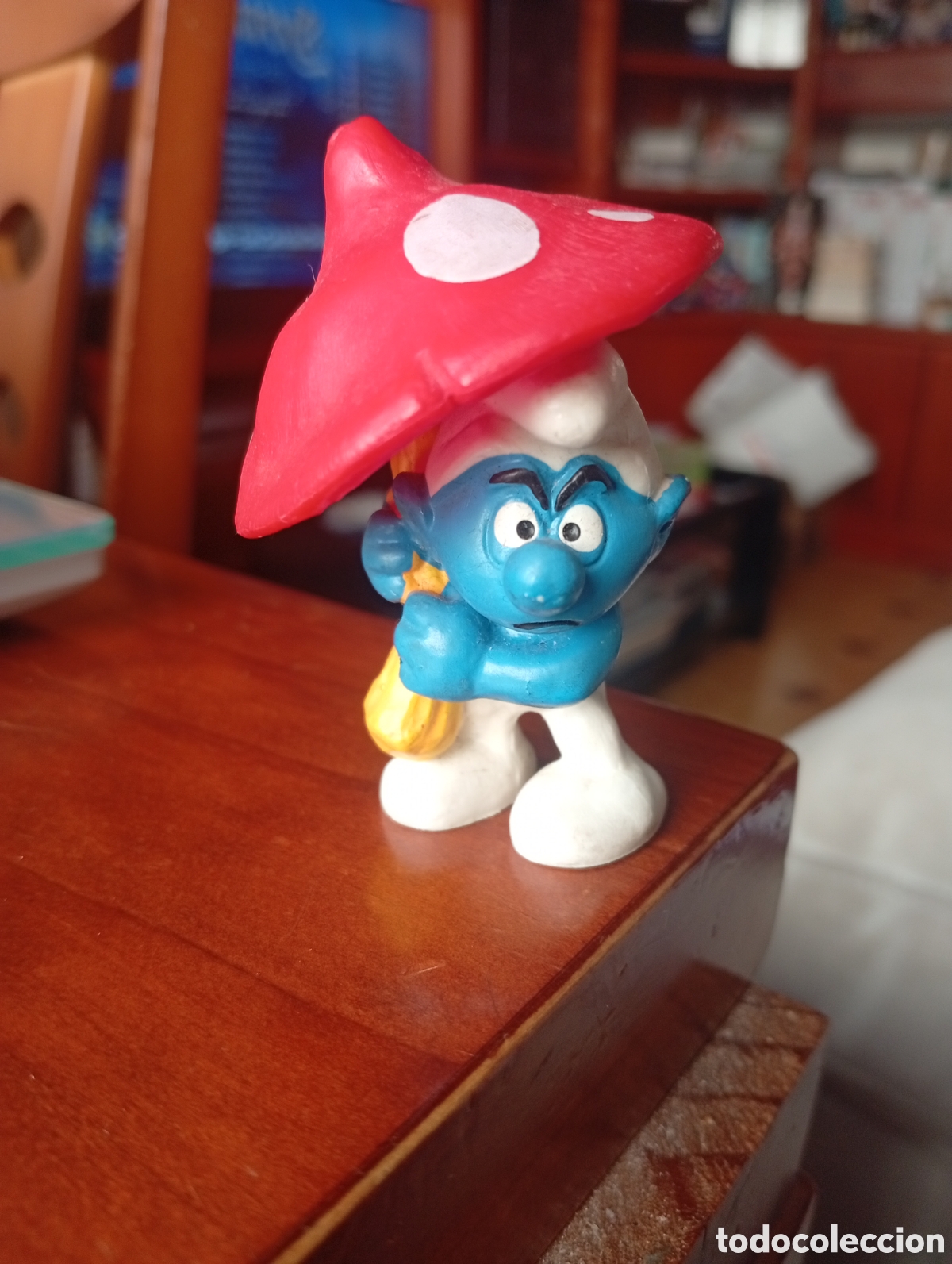 Figuras de goma y PVC: MU&Ntilde;ECO FIGURA PVC PITUFO SCHLEICH SMURF PITUFO CON PARAGUAS SETA PEYO