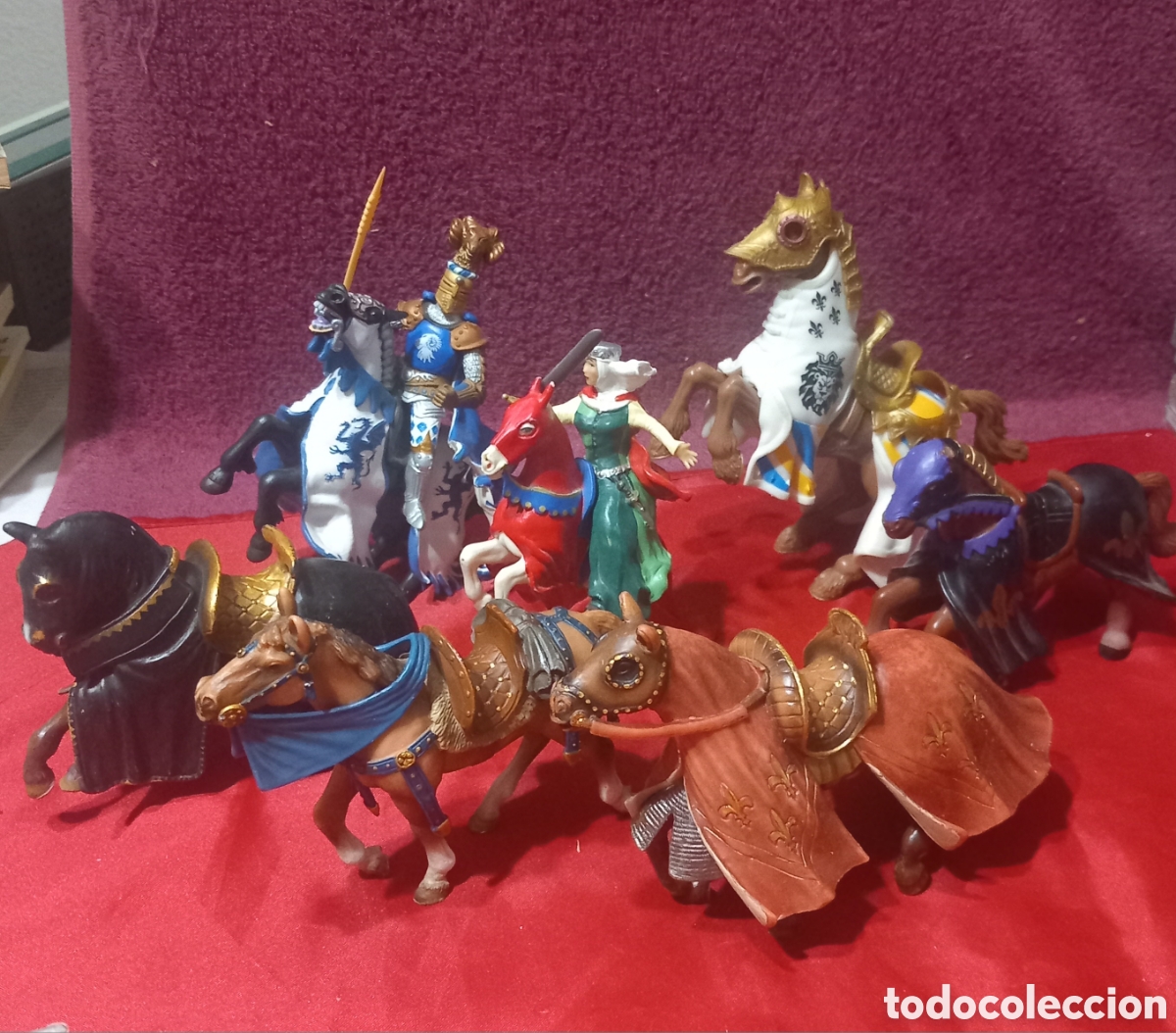 Figuras de goma y PVC: LOTE 9&times;FIGURAS Y CABALLOS MEDIEVALES (SCHLEICH-PAPO)rara:LADY MARIAN