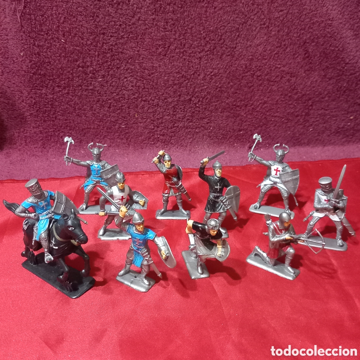 Figuras de goma y PVC: LOTE 11&times;FIGURAS SOLDADOS+CABALLO MEDIEVALES
