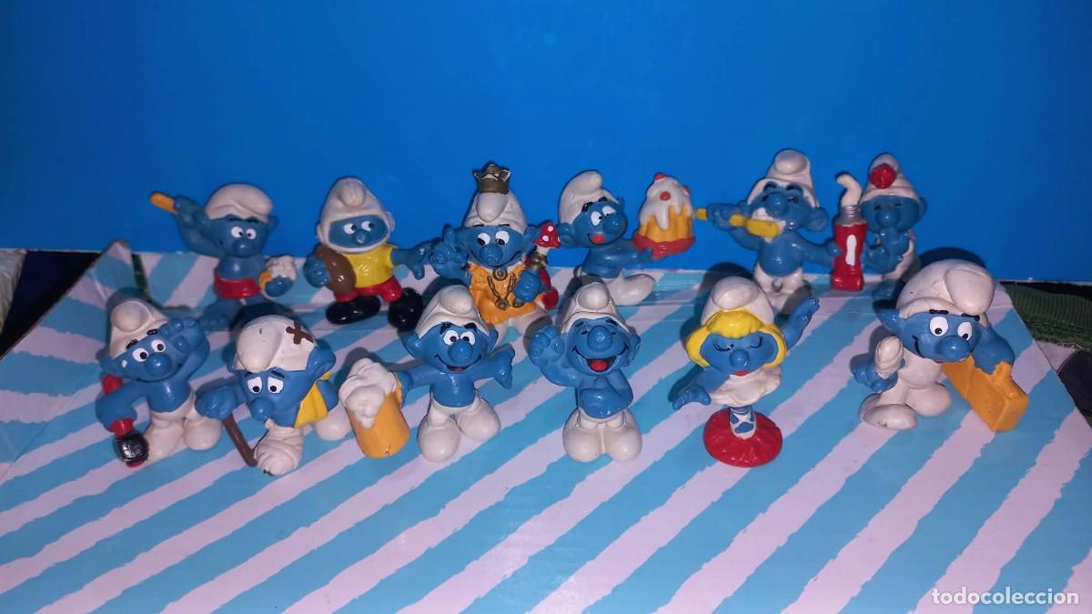 Figuras de goma y PVC: Lote de 12 figuras pvc de Los Pitufos, Les Schtroumpfs, The Smurfs, a&ntilde;os 80