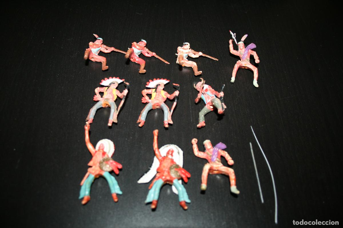 Figuras de goma y PVC: 10 jinetes indios apaches Britains Deetail