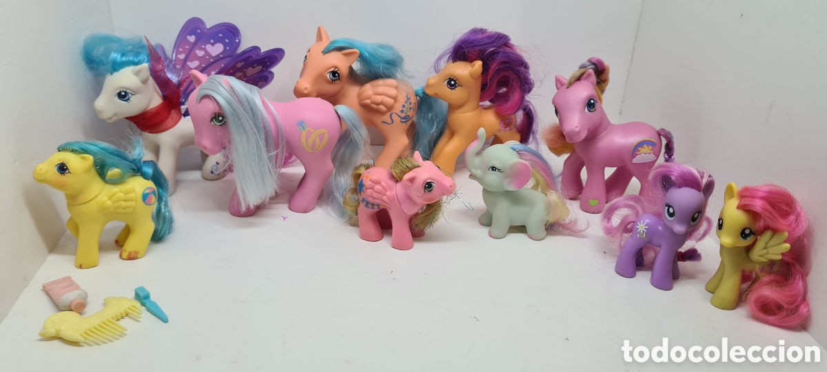 Figuras de goma y PVC: LOTE PEQUE&Ntilde;O PONY LEER DESCRIPCION HASBRO 1987 ROMANCE FLOR DE LAVANDA BOUNCY PEGASUS BEBE COMETA