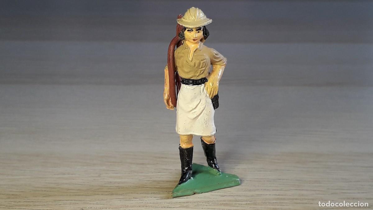 Figuras de goma y PVC: Mujer exploradora cazadora Safari &Aacute;frica Salvaje, goma, Jecsan made in Spain, original a&ntilde;os 50.