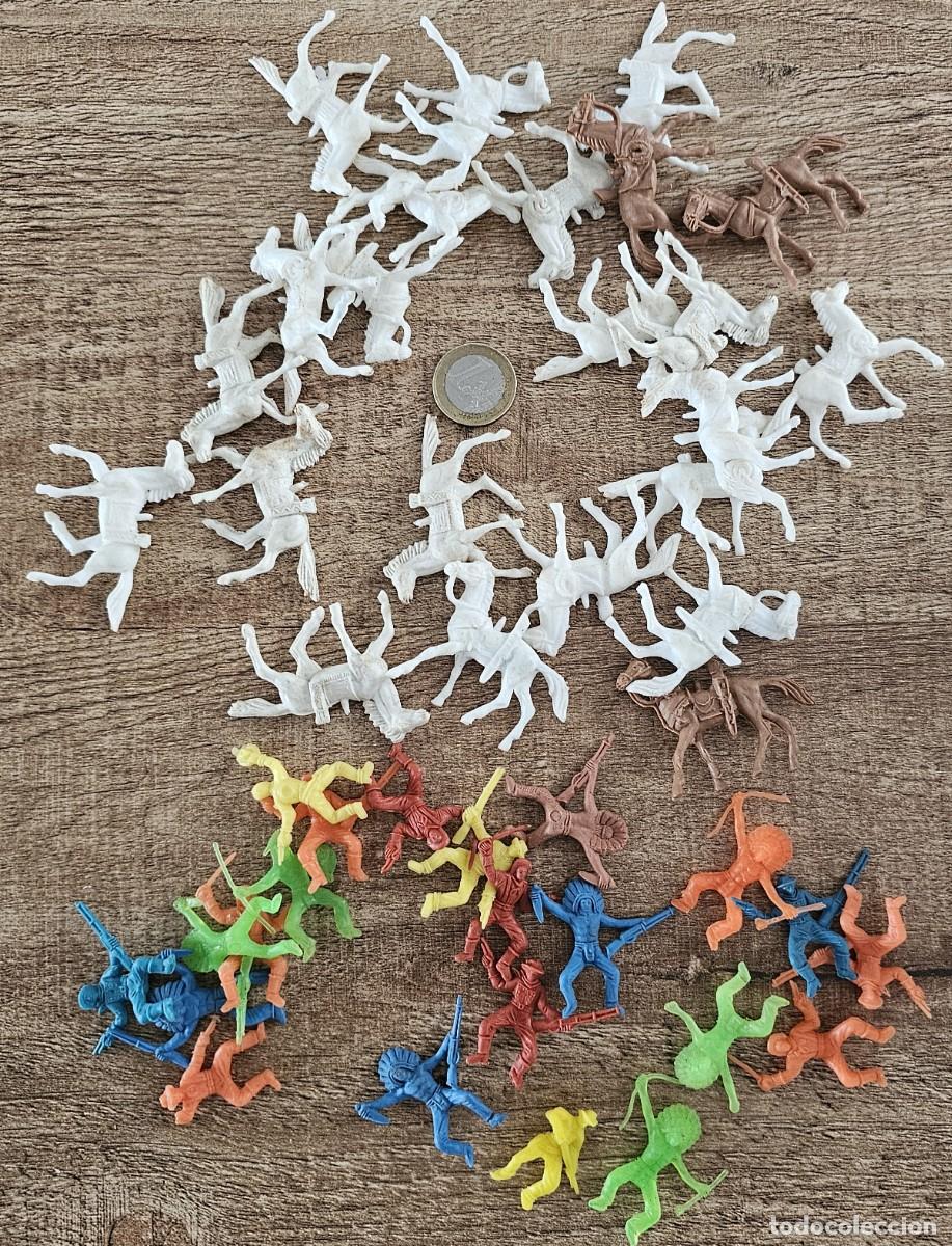 Figuras de goma y PVC: MONTAPLEX -LOTE DE CABALLOS INDIOS VAQUERO