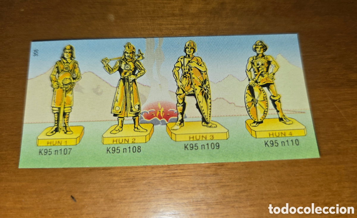 Figuras de goma Kinder: Bpz kinder papel instrucciones soldados guerreros Hunos metal folleto Ferrero (bol 2 )