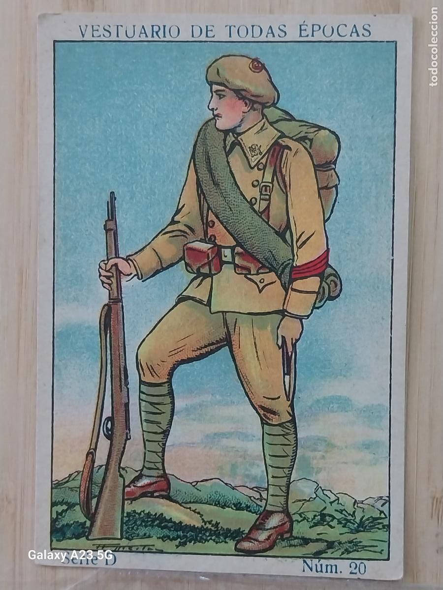 Figuras de goma y PVC: CABO INFANTERIA EJERCITO ESPA&Ntilde;OL A&Ntilde;OS 1920 CROMO PROMOCIONAL CHOCOLATES JUNCOSA 9.8X6.7CMS