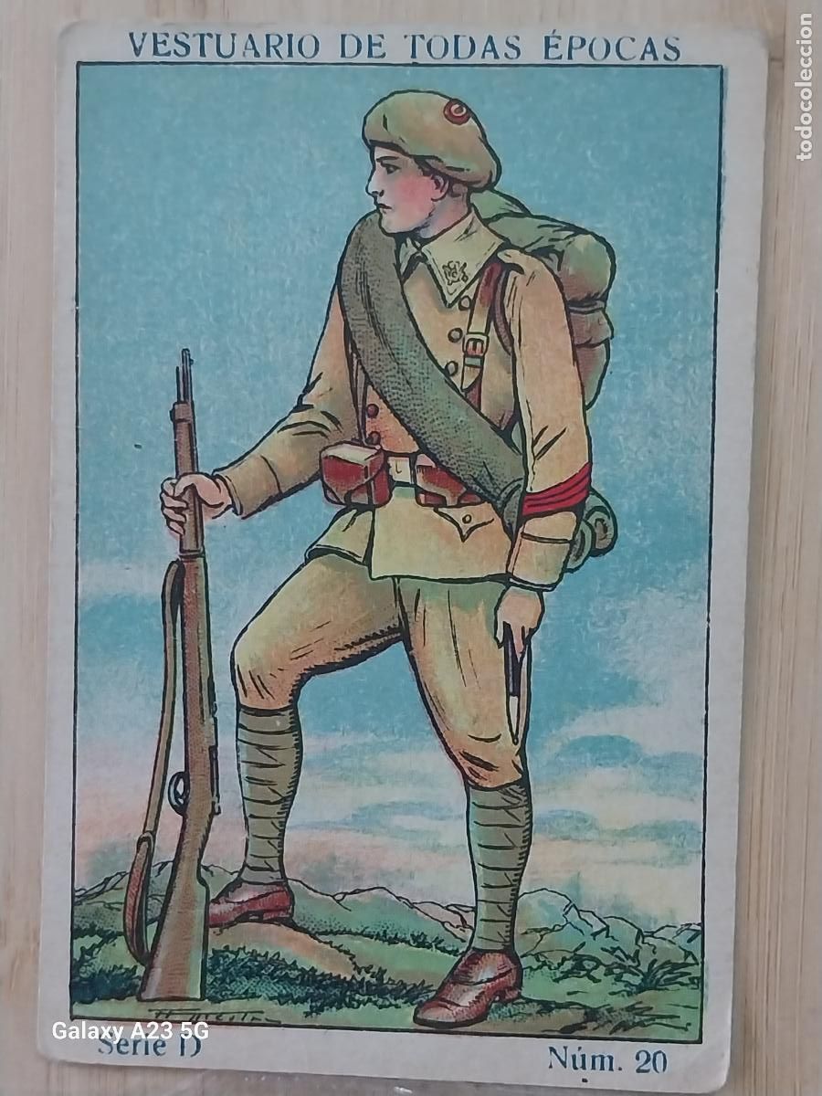 Figuras de goma y PVC: CABO INFANTERIA EJERCITO ESPA&Ntilde;OL A&Ntilde;OS 1920 CROMO PROMOCIONAL CHOCOLATES JUNCOSA 9.8X6.7CMS *****