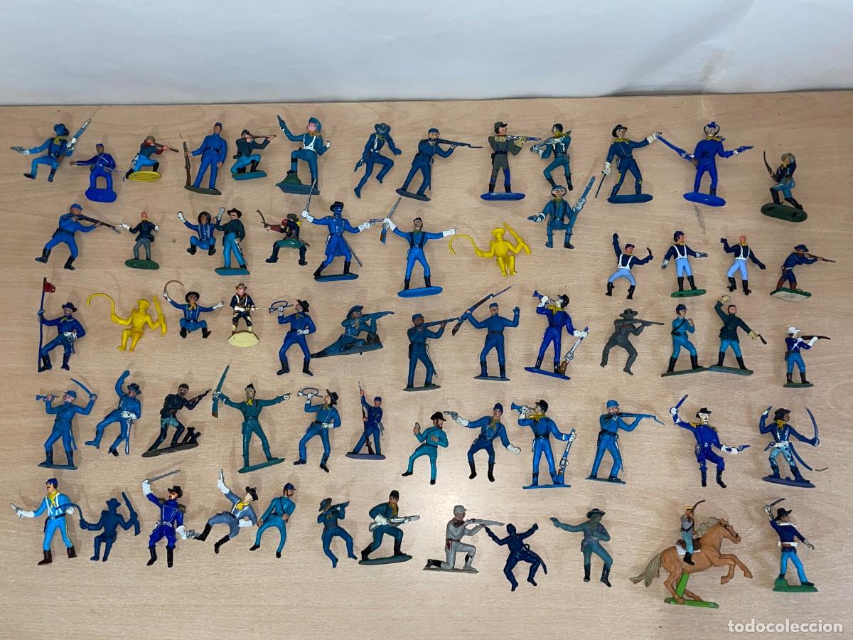 Figuras de goma y PVC: Lote 63 antiguos Soldados de la Uni&oacute;n Federales Yankees Nordista comansi jecsan reamsa pech britains