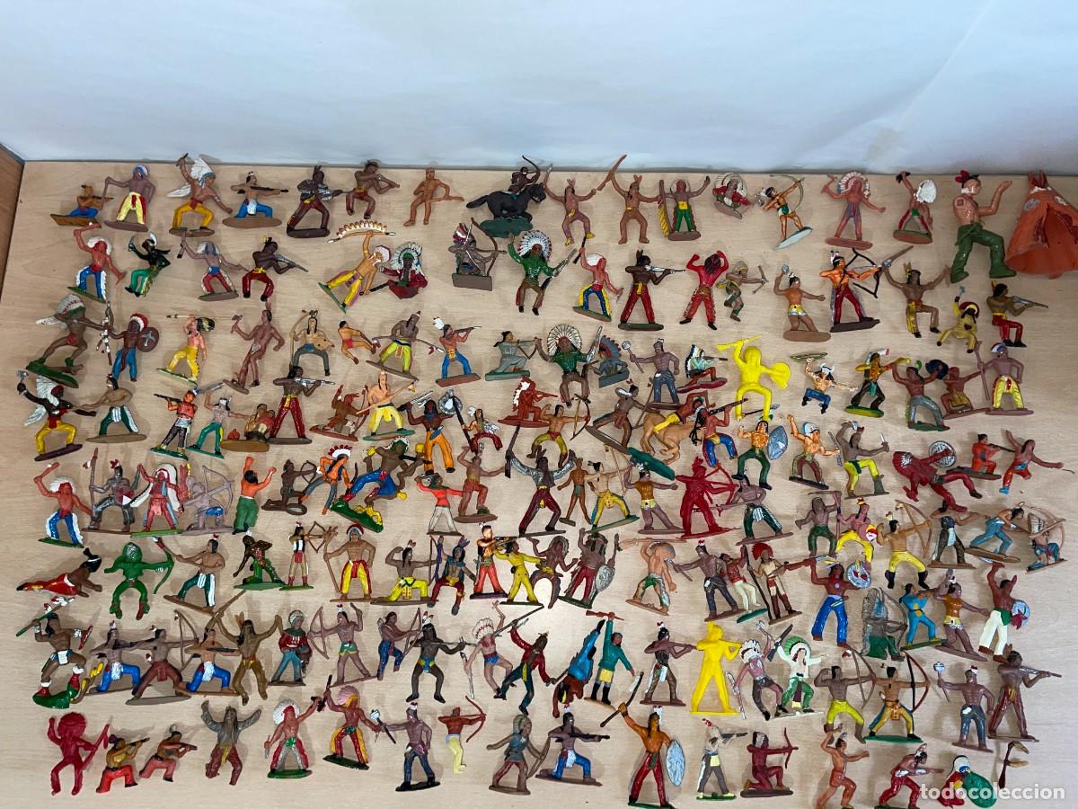 Figuras de goma y PVC: Lote 154 antiguos Indios apaches cheyenes sioux con arcos lanzas comansi jecsan reamsa pech britains