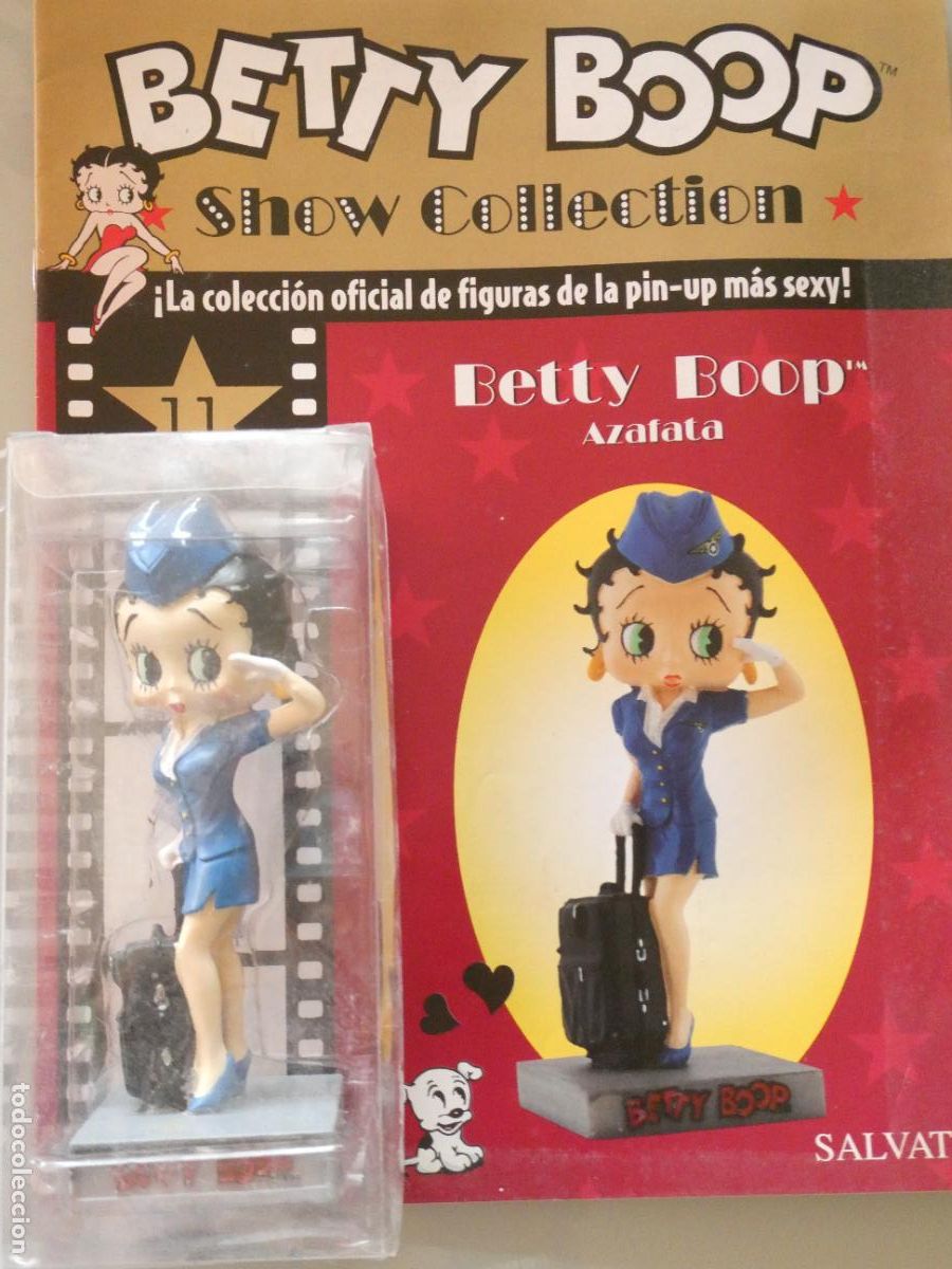 Figuras de goma y PVC: FIGURA MU&Ntilde;ECA PIN UP SEXY BETTY BOOP AZAFATA SOBRECARGO AVI&Oacute;N. SALVAT CON FASC&Iacute;CULO. 15CM 230GR