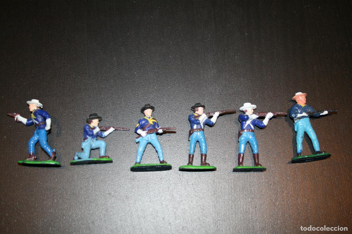 Figuras de goma y PVC: 6 figuras pl&aacute;sticode soldados norteamericanos septimo de caballer&iacute;a a pie a&ntilde;os 80