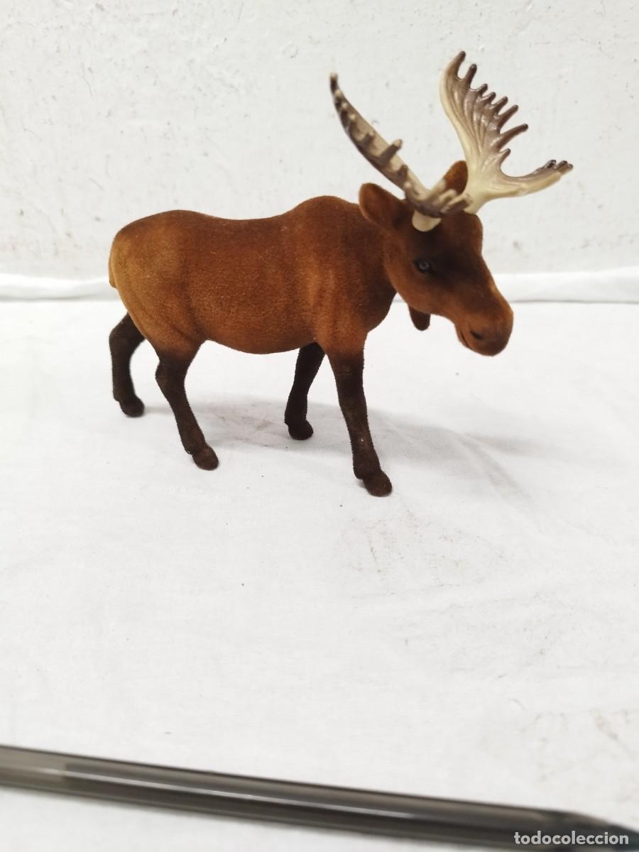 Figuras de goma y PVC: Antiguo mu&ntilde;eco o Figura Alce Flocado Terciopelo Animal Salvaje.