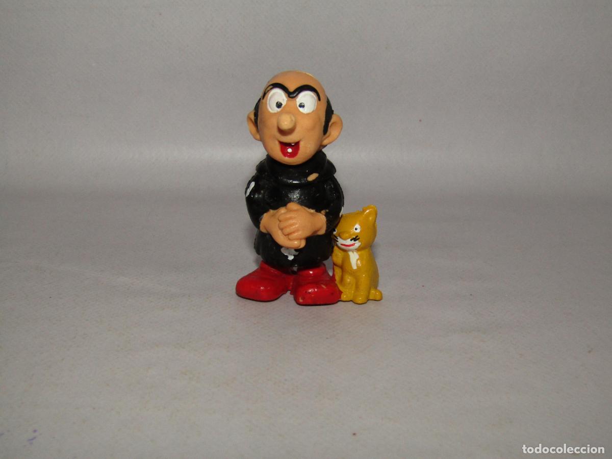Rubber and PVC Figures: Antiguo Figura de Goma Maciza GARGAMEL de los Pitufos