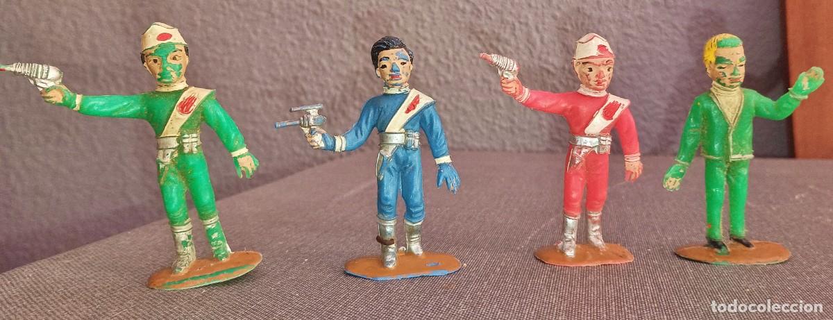 Figuras de goma y PVC: Los Thunderbirds Guardianes del Espacio, fabricados en plastico, Comansi, original a&ntilde;os 60.