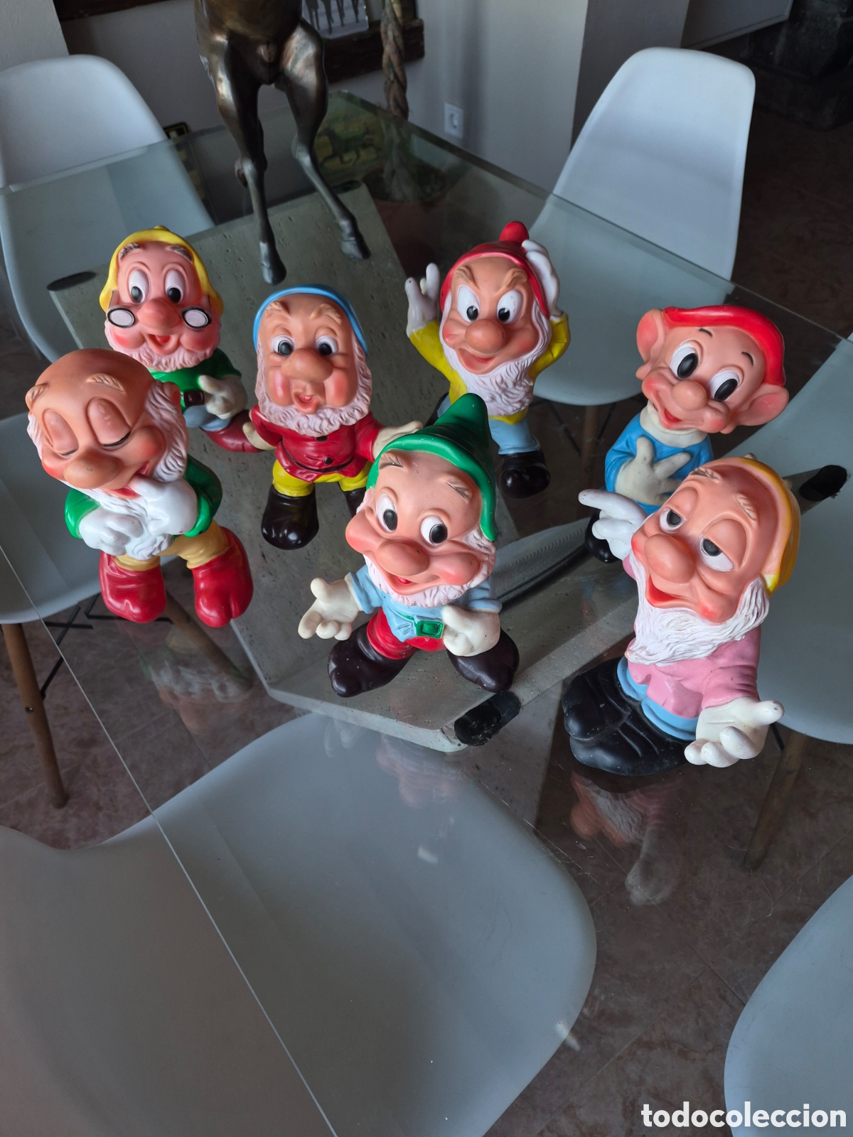 Figuras de goma y PVC: Complicada colecci&oacute;n los siete enanitos blancanieves y los 7 walt disney productions goma pvc