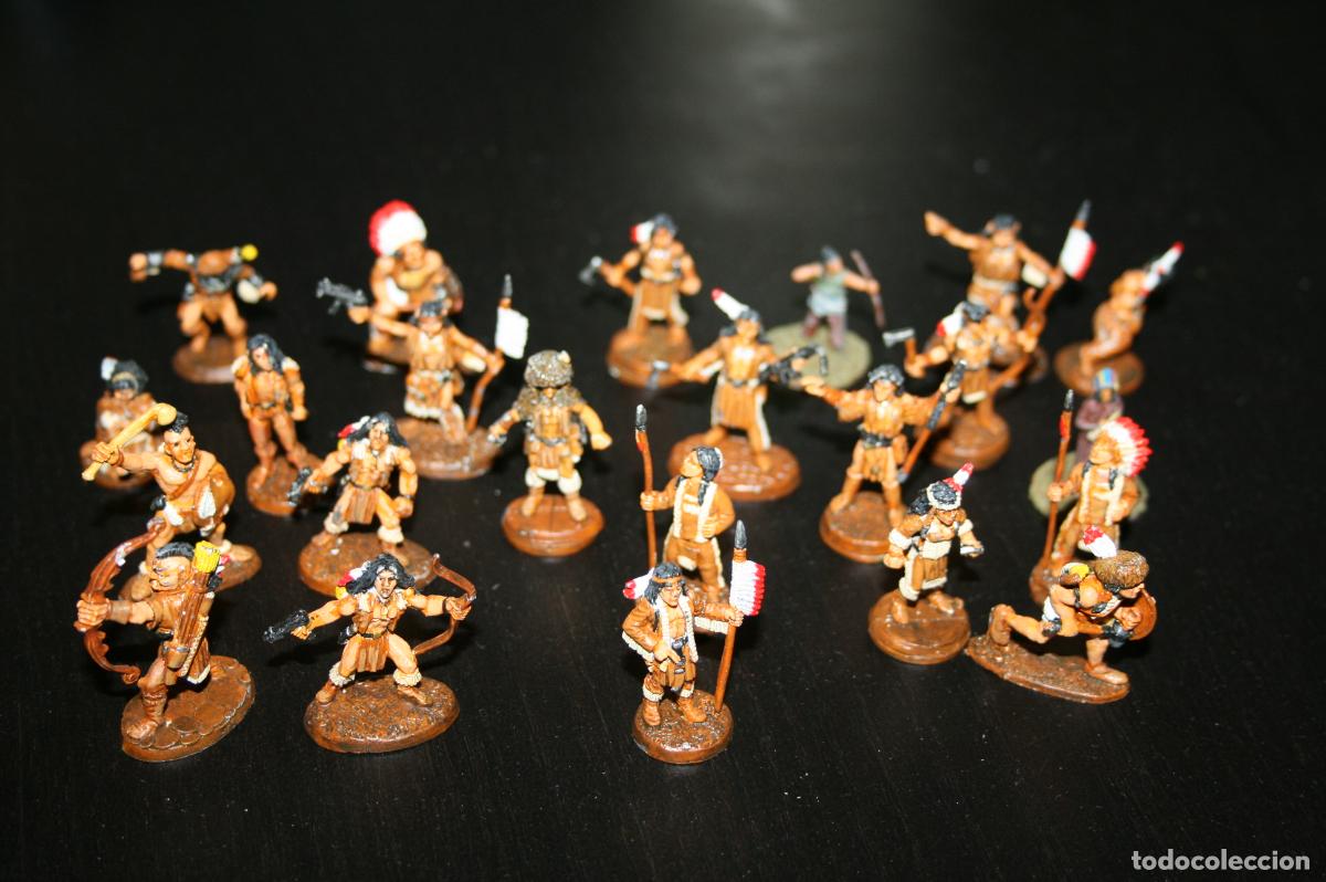 Figuras de goma Kinder: 23 warhammer metal serie INDIOS APACHES - pintado mano profesional - entre 3 y 3,5 cm