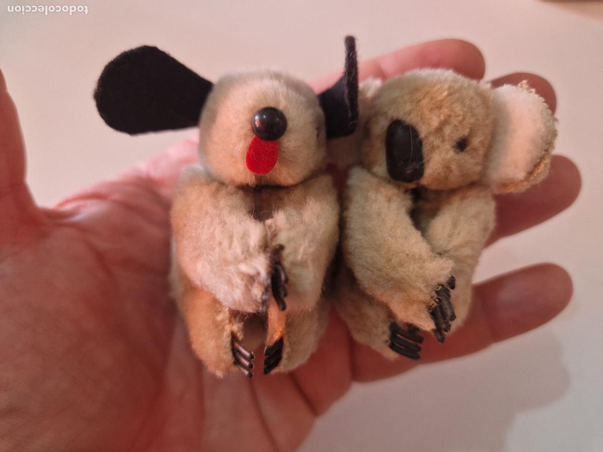 Figuras de goma y PVC: antigua 2 figura mu&ntilde;eco perro y koala pinza lapices abraza pitipinza vintage egb a&ntilde;os 80-90