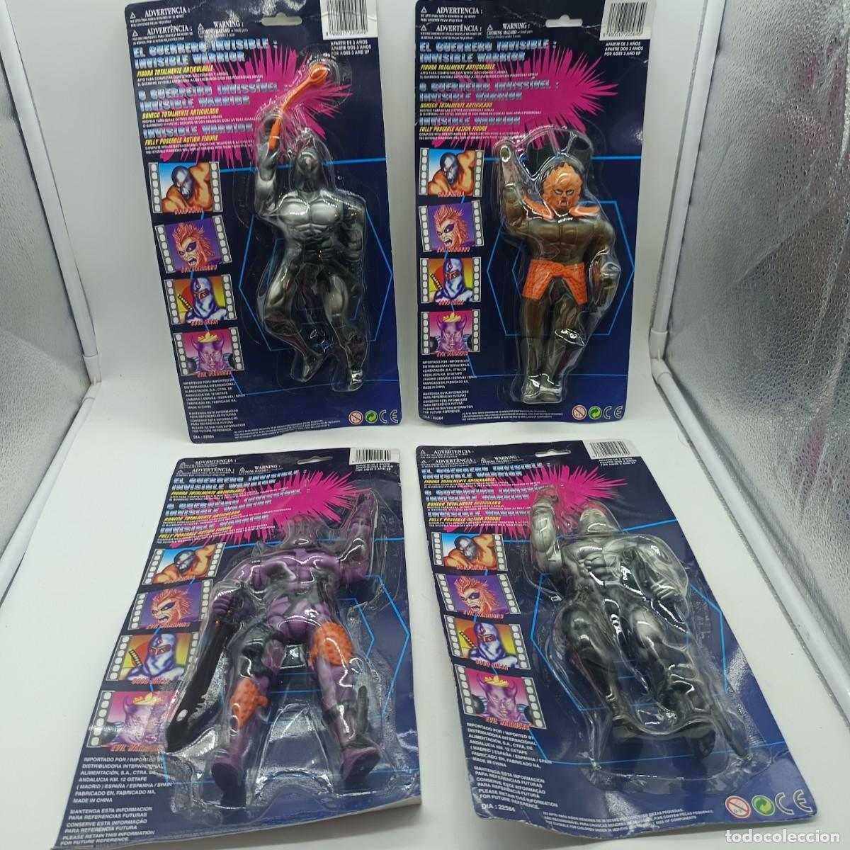 Figurines en Caoutchouc et PVC: Lote de 4 Invisible Warrior &ndash; Figura articulada vintage en blister original