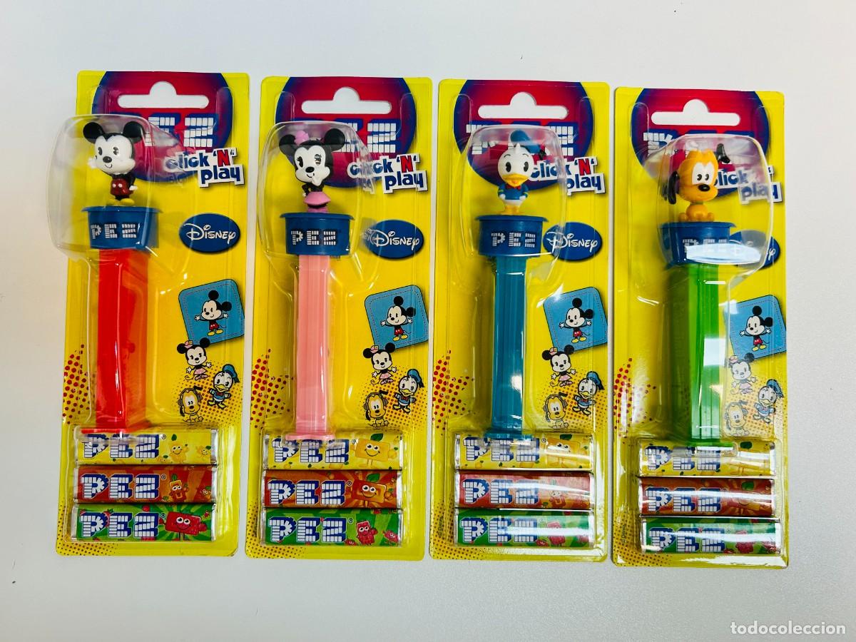 Figuras de Borracha e PVC: Lote de 4 dispensadores de caramelos PEZ - Colecci&oacute;n Disney Click 'N' Play, Set Completo