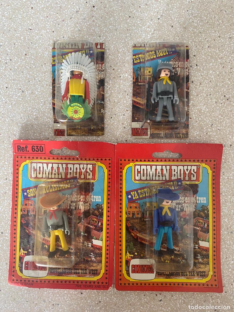 Figuras de goma y PVC: LOTE DE COMAN BOYS INDIOS Y VAQUEROS - Foto 1