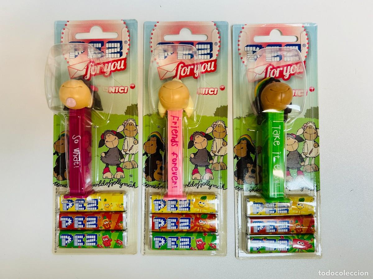 Figuras de Borracha e PVC: Lote de 3 dispensadores de caramelos PEZ - Colecci&oacute;n NICI / Sheepworld &rdquo;PEZ For You&rdquo; Set Completo