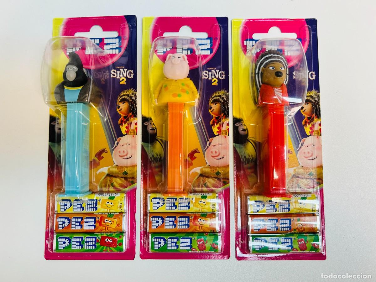 PEZ Dispenser: Lote de 3 dispensadores de caramelos PEZ - Colecci&oacute;n Canta 2 / Sing 2, Set Completo