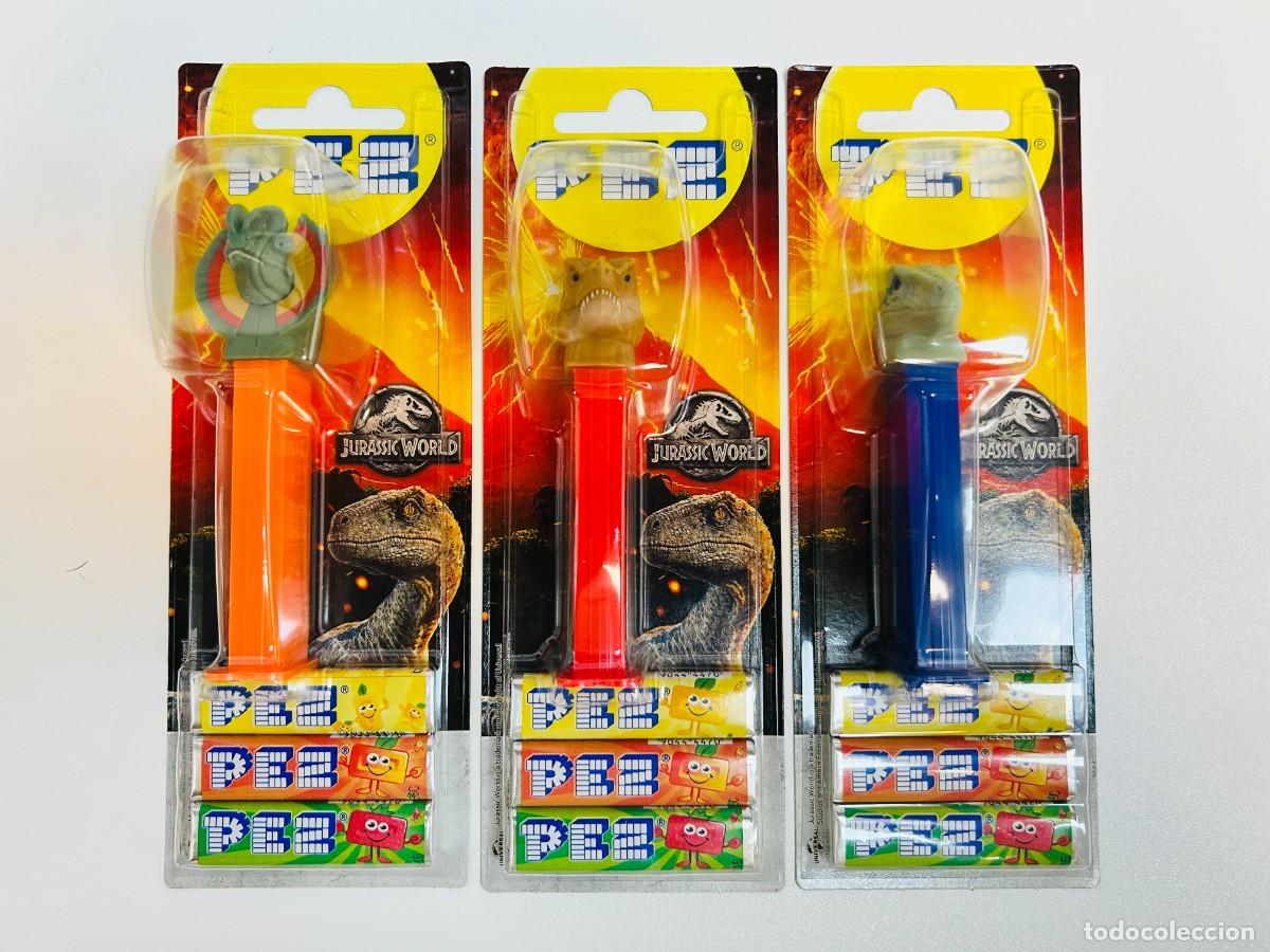 PEZ Spender: Lote de 3 dispensadores de caramelos PEZ - Colecci&oacute;n Jurassic World, Set Completo