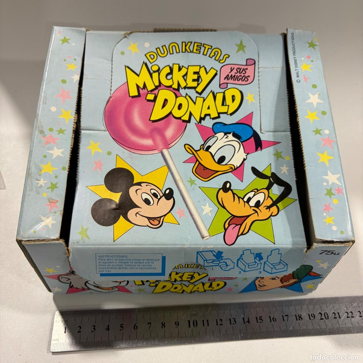 Figuras de Borracha e PVC: caja expositor dunkin piruletas dunketas mickey donald disney 1980